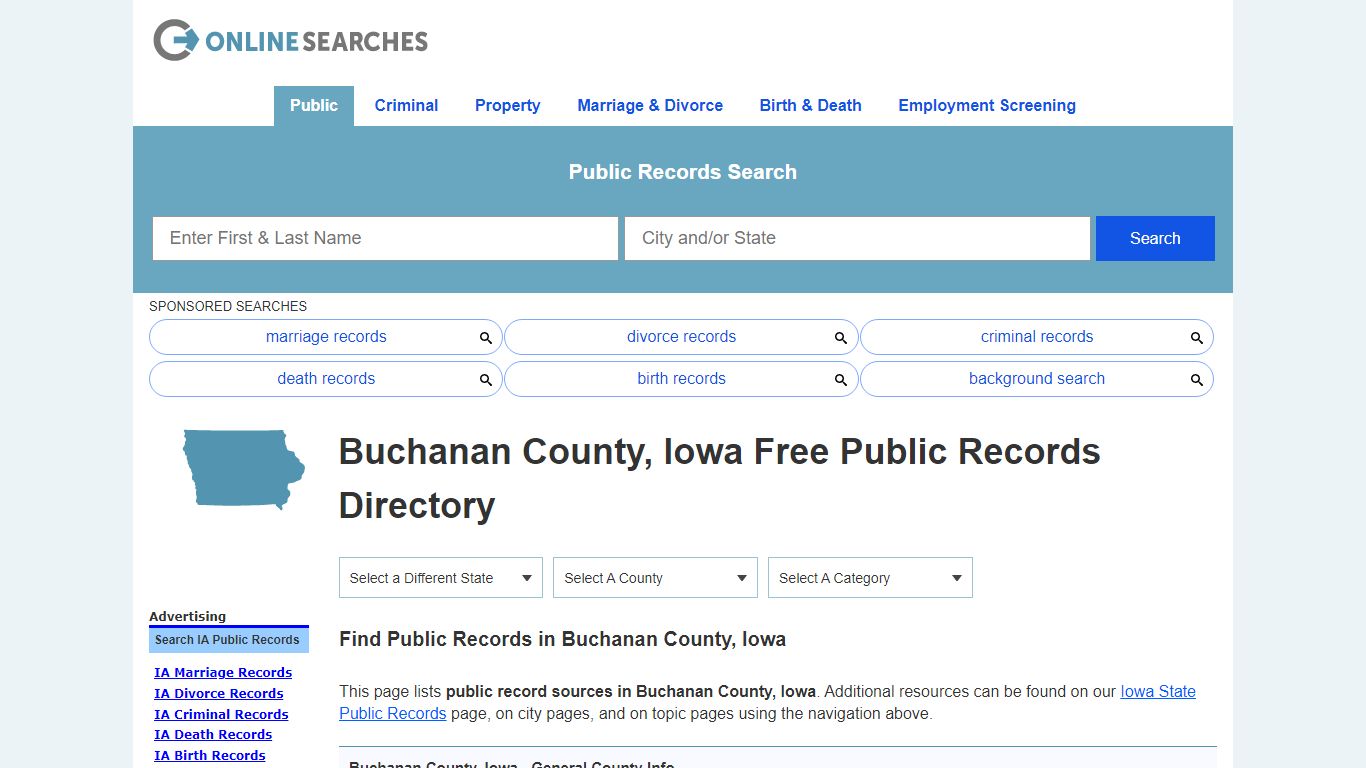 Buchanan County, Iowa Public Records Directory - OnlineSearches.com