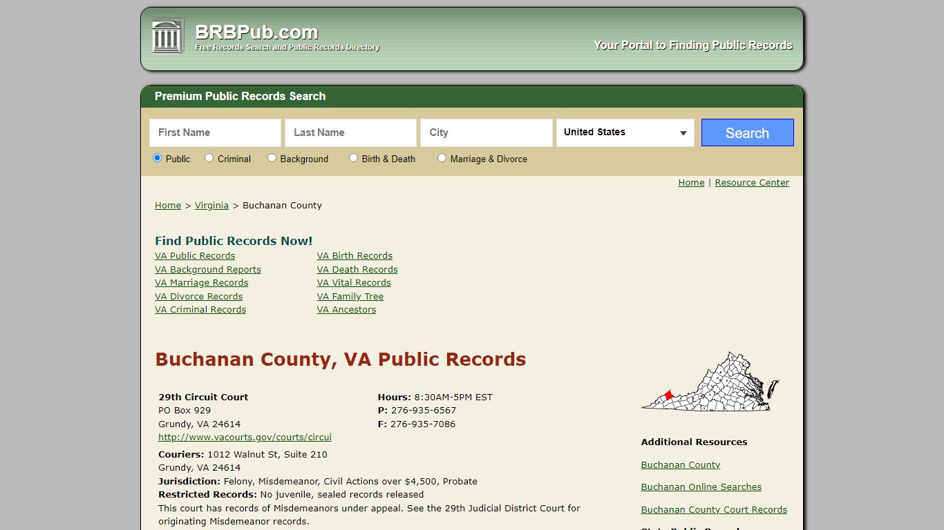 Buchanan County Public Records | Search Virginia Government Databases